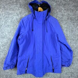 Pacific Trail Parka Jacket Womens Large Blue Hooded Outdoor Winter Fleece Lined